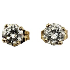 Vintage 14 Karat Yellow Gold Diamond Stud Earrings .60 TCW.