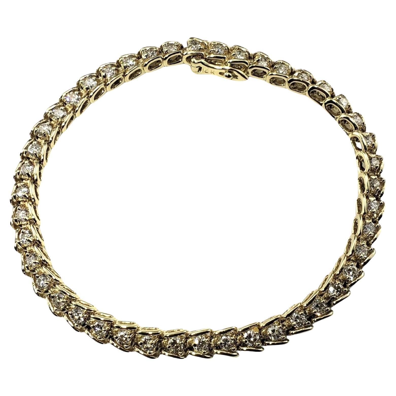 Bracelet tennis vintage en or jaune 14 carats et diamants n° 15334