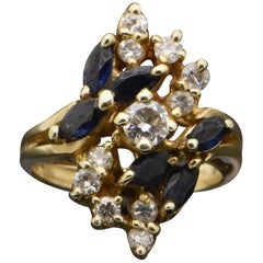 Vintage 14 Karat Yellow Gold Diamonds and Sapphires Ring Vintage 14 Karat Yellow Gold Diamonds and Sapphires Ring
