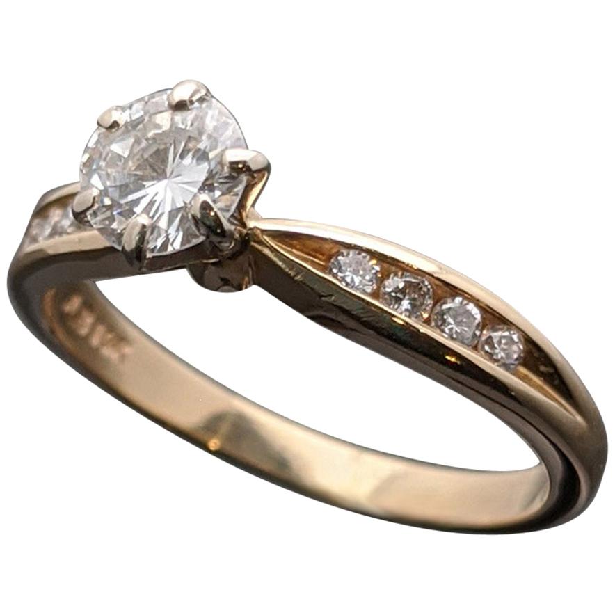 Vintage 14 Karat Yellow Gold Diamonds Ring For Sale