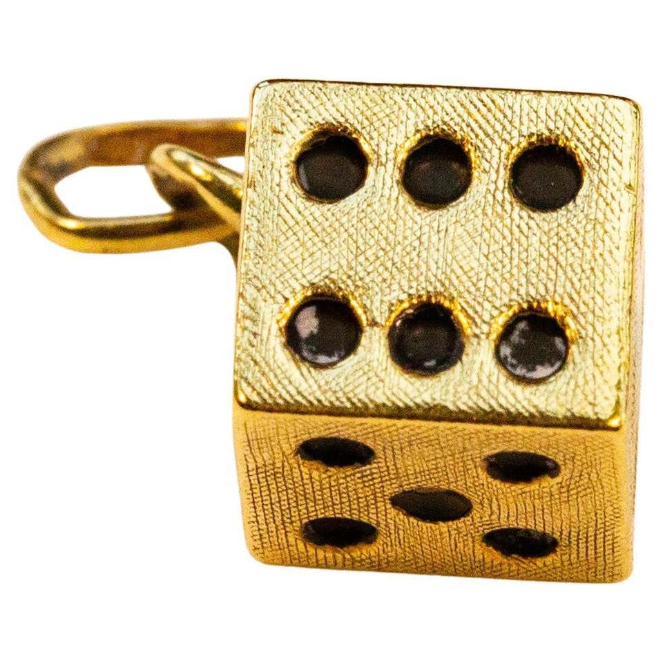 Dice Chain Italian 18K Gold Dice Cube Pendant Necklace For Sale at 1stDibs | dice ...