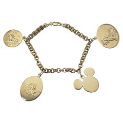 Disney Bracelet à breloques vintage en or jaune 14 carats en édition limitée