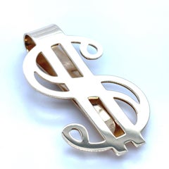 Vintage 14 Karat Yellow Gold Dollar Sign Money Clip, Circa 1980