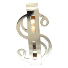 Vintage 14 Karat Yellow Gold Dollar Sign Money Clip, Circa 1980