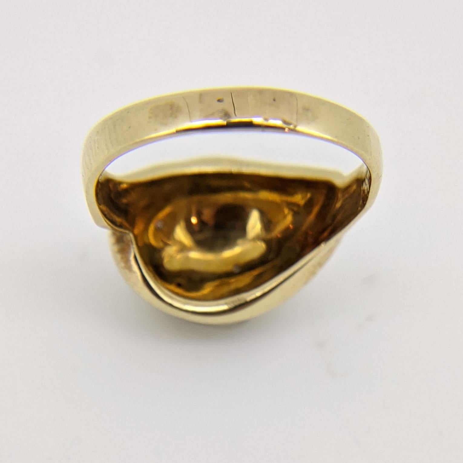 Vintage 14 Karat Yellow Gold Domed Diamond Ring For Sale 3