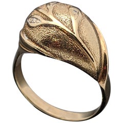 Vintage 14 Karat Yellow Gold Domed Diamond Ring
