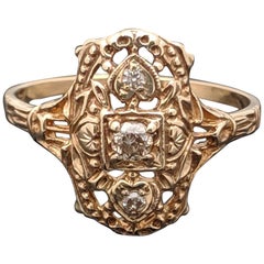 Vintage 14 Karat Yellow Gold Edwardian Diamonds Ring