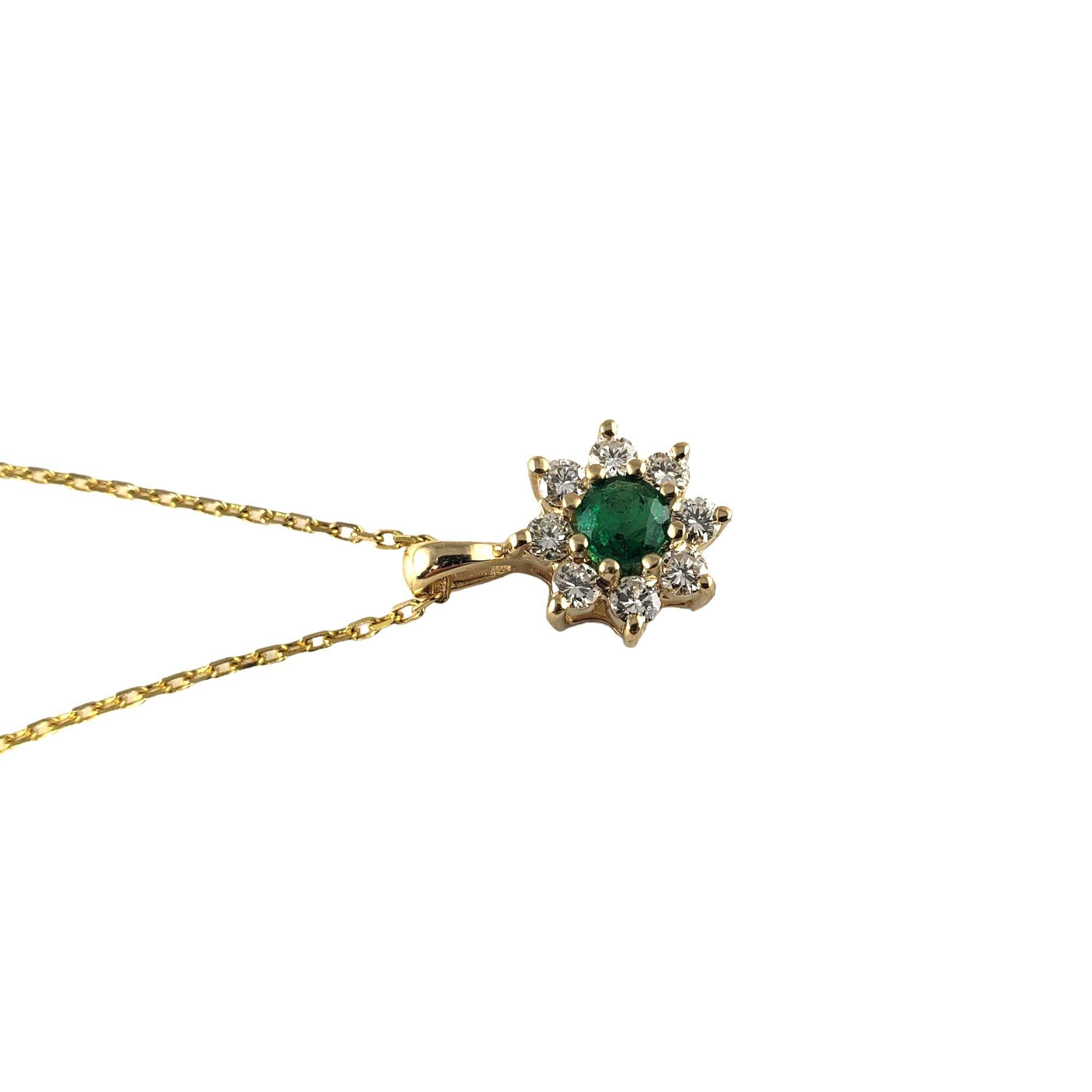 Vintage 14 Karat Yellow Gold Emerald and Diamond Pendant Necklace #20422 In Good Condition For Sale In Washington Depot, CT