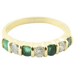 Vintage 14 Karat Yellow Gold Emerald and Diamond Ring #4362