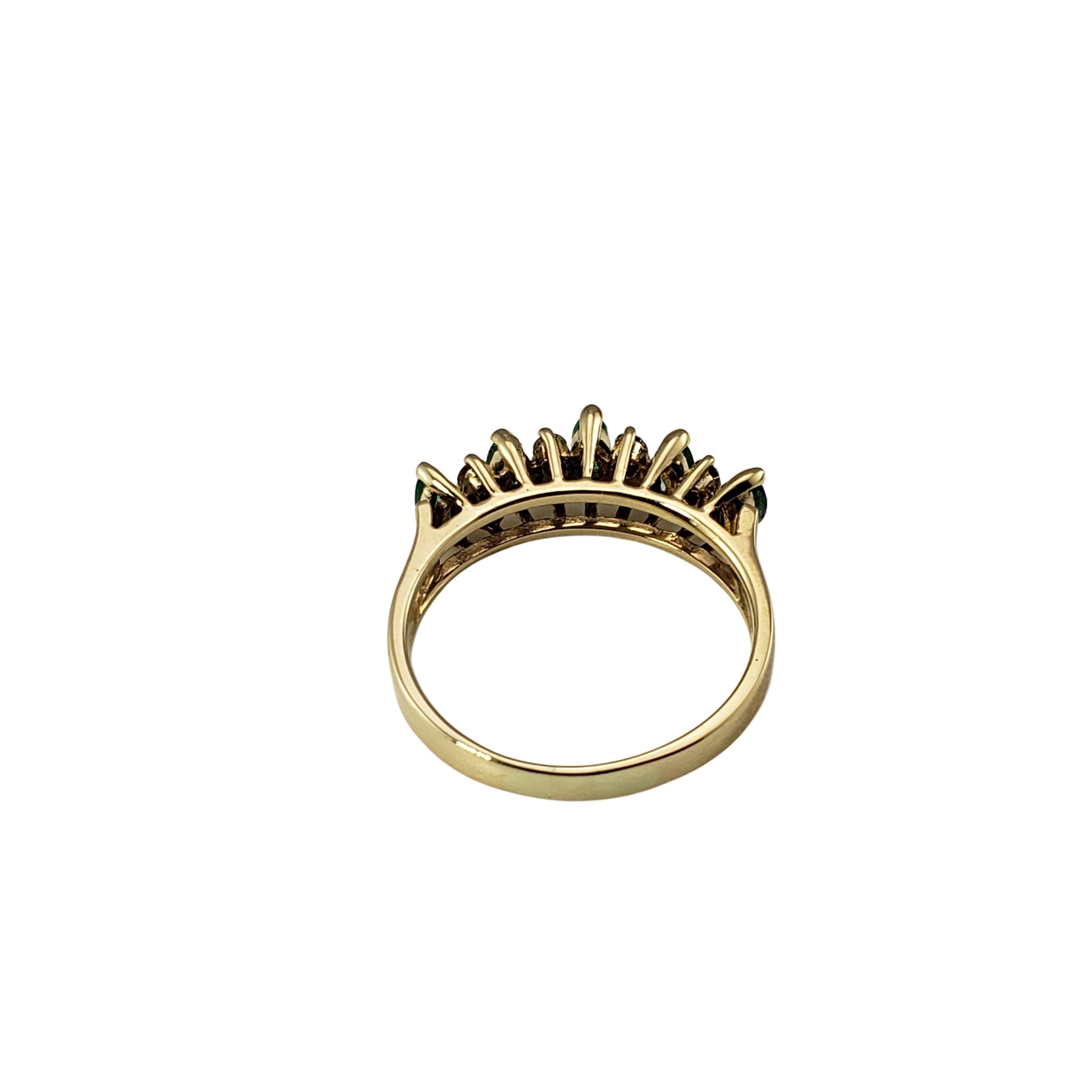 Women's Vintage 14 Karat Yellow Gold Emerald and Diamond Ring