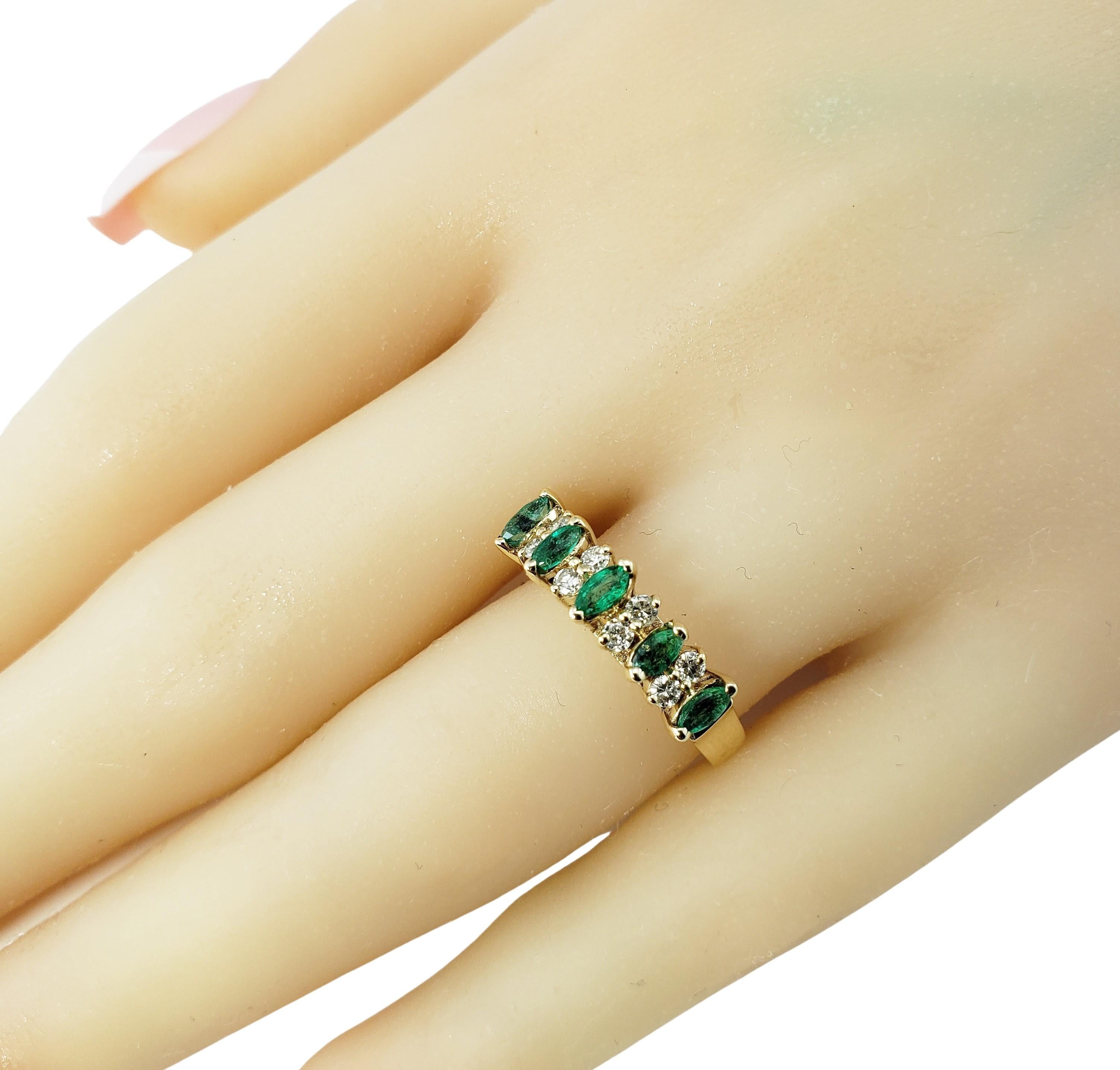 Vintage 14 Karat Yellow Gold Emerald and Diamond Ring 4