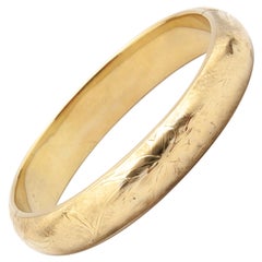 14K Gold Floral Engraved Bangle Bracelet