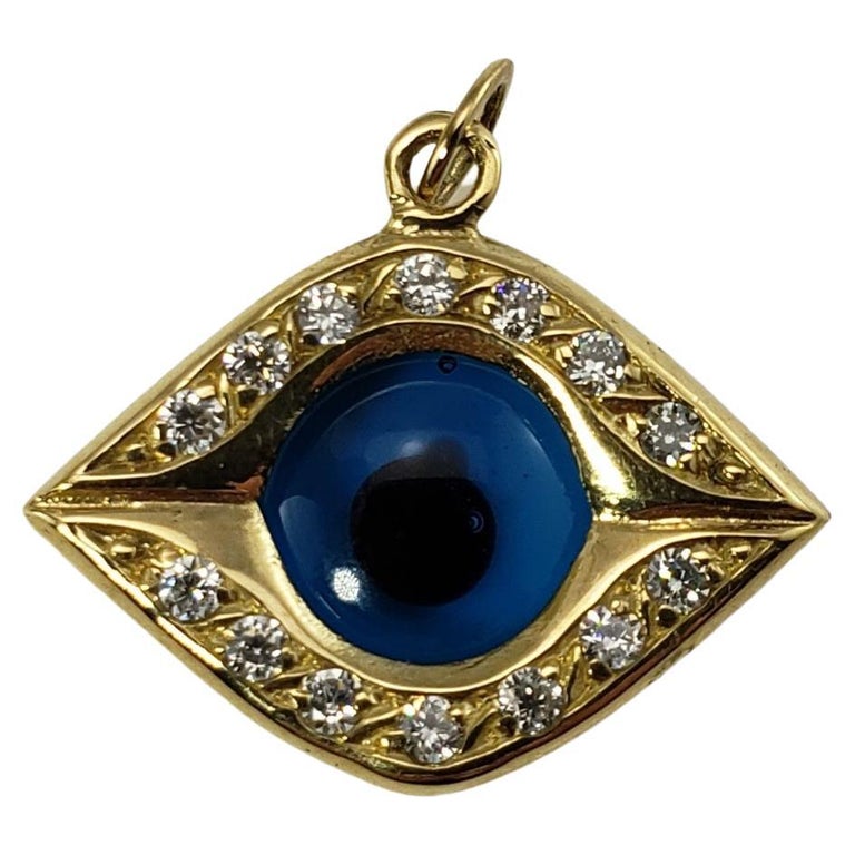 14 Karat Yellow Gold Evil Eye Pendant at 1stDibs