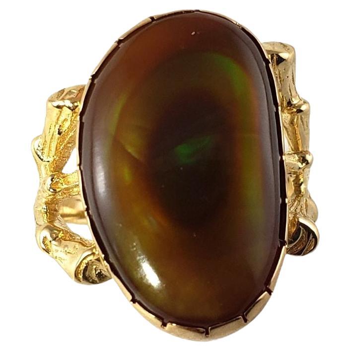 Vintage 14 Karat Yellow Gold Fire Agate Ring #13886 For Sale