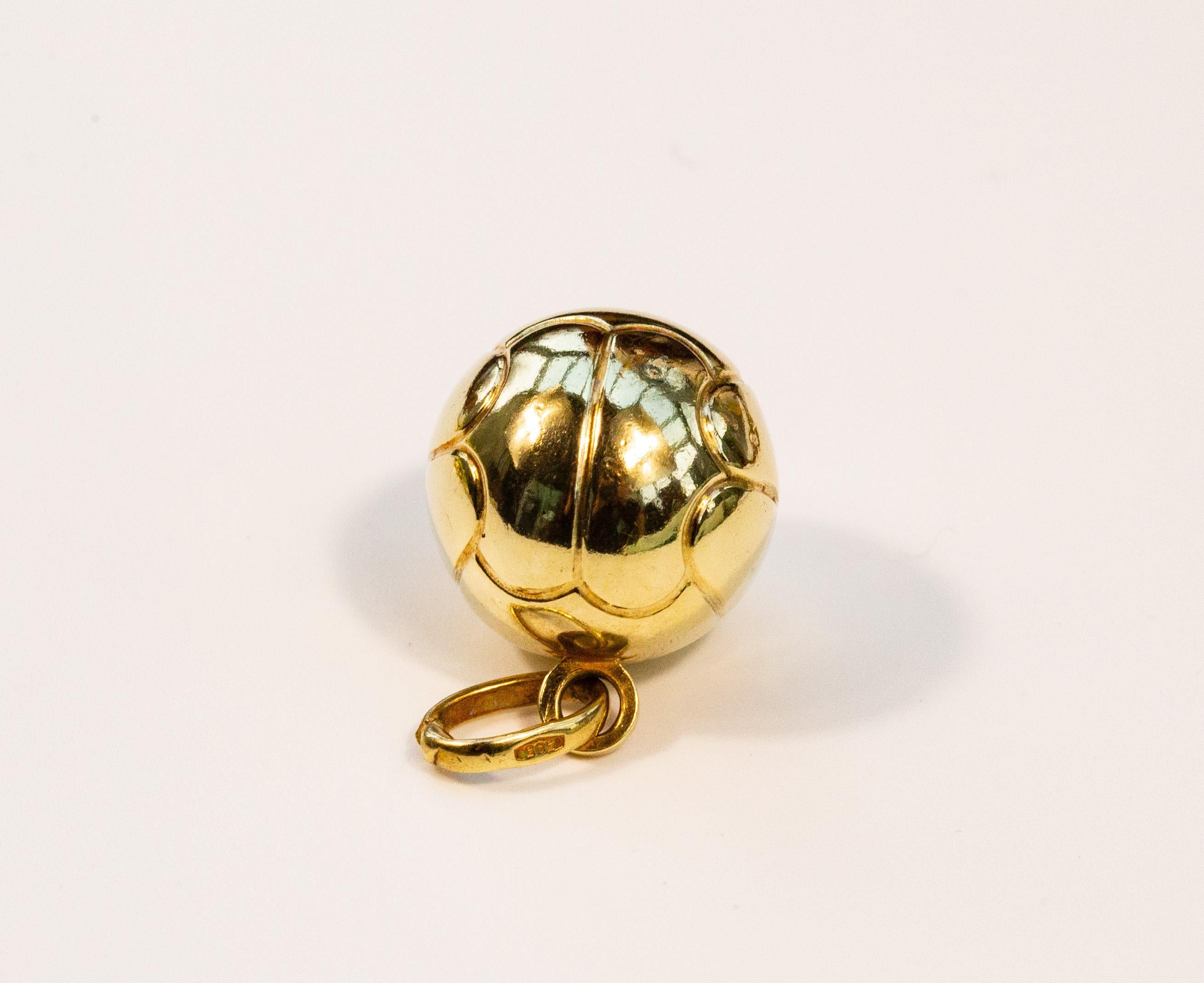 Modern Vintage 14 Karat Yellow Gold Football Charm For Sale
