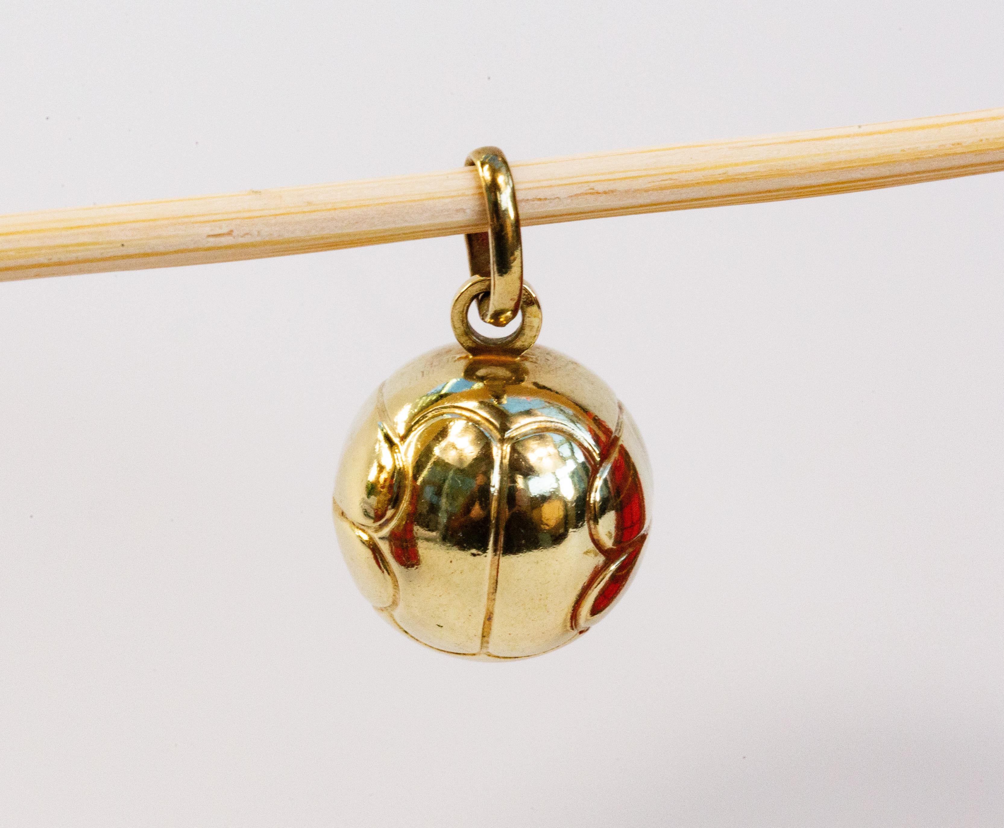 Women's or Men's Vintage 14 Karat Yellow Gold Football Charm For Sale