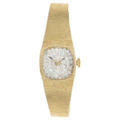 Vintage 14 Karat Gelbgold Französisch entworfen Damen Diamant-Uhr