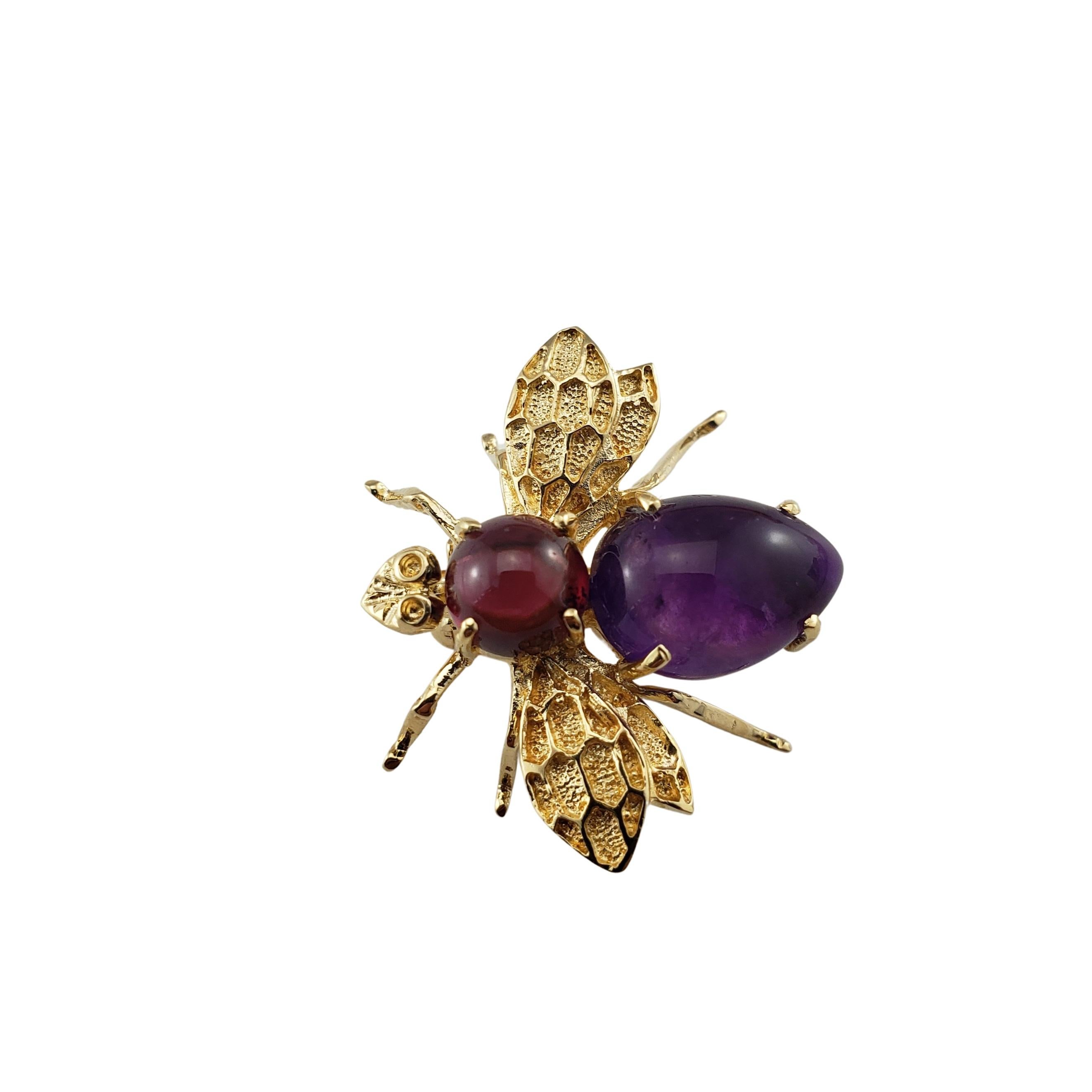 Cabochon Vintage 14 Karat Yellow Gold Garnet and Amethyst Bee Brooch/Pin