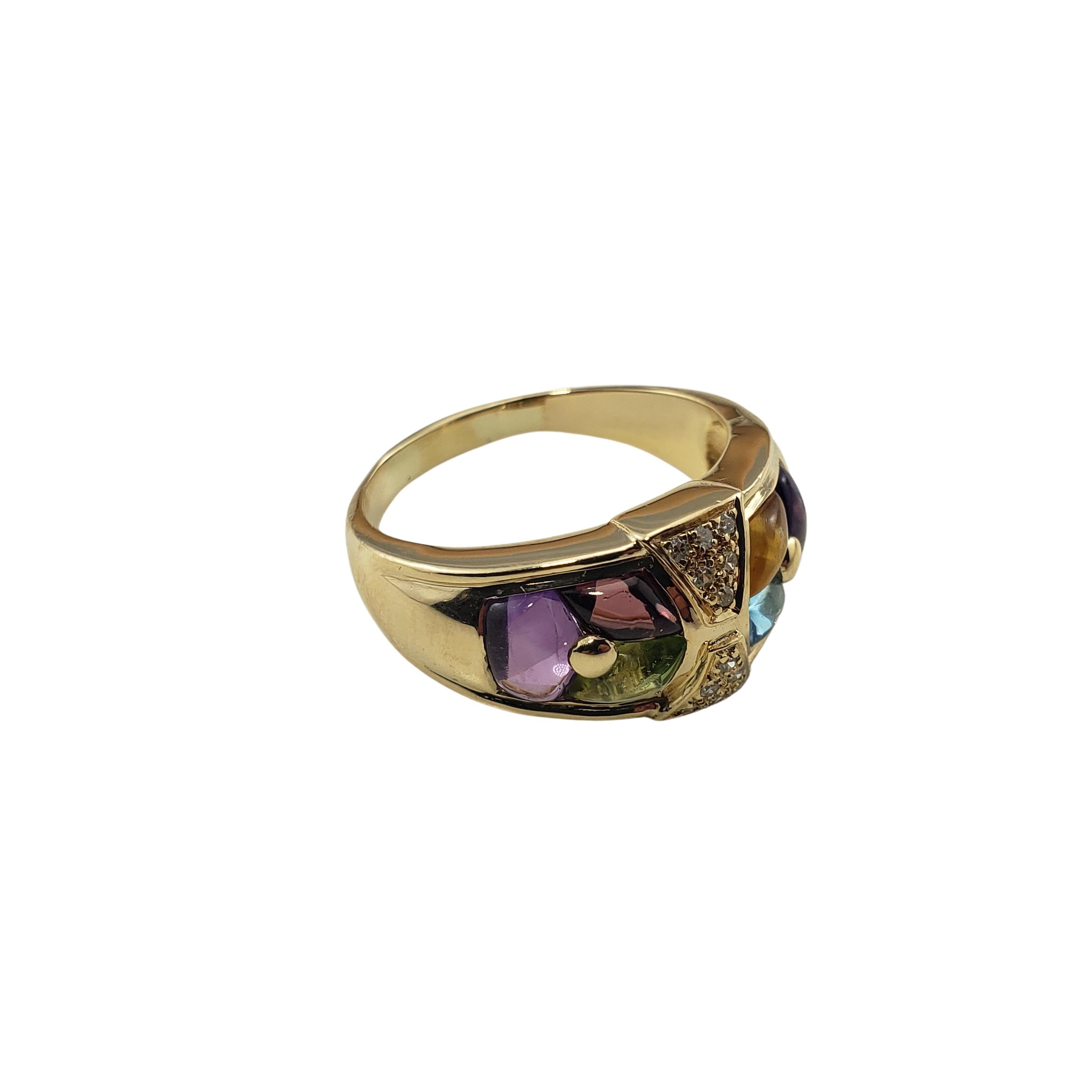 Single Cut Vintage 14 Karat Yellow Gold Gemstone and Diamond Ring
