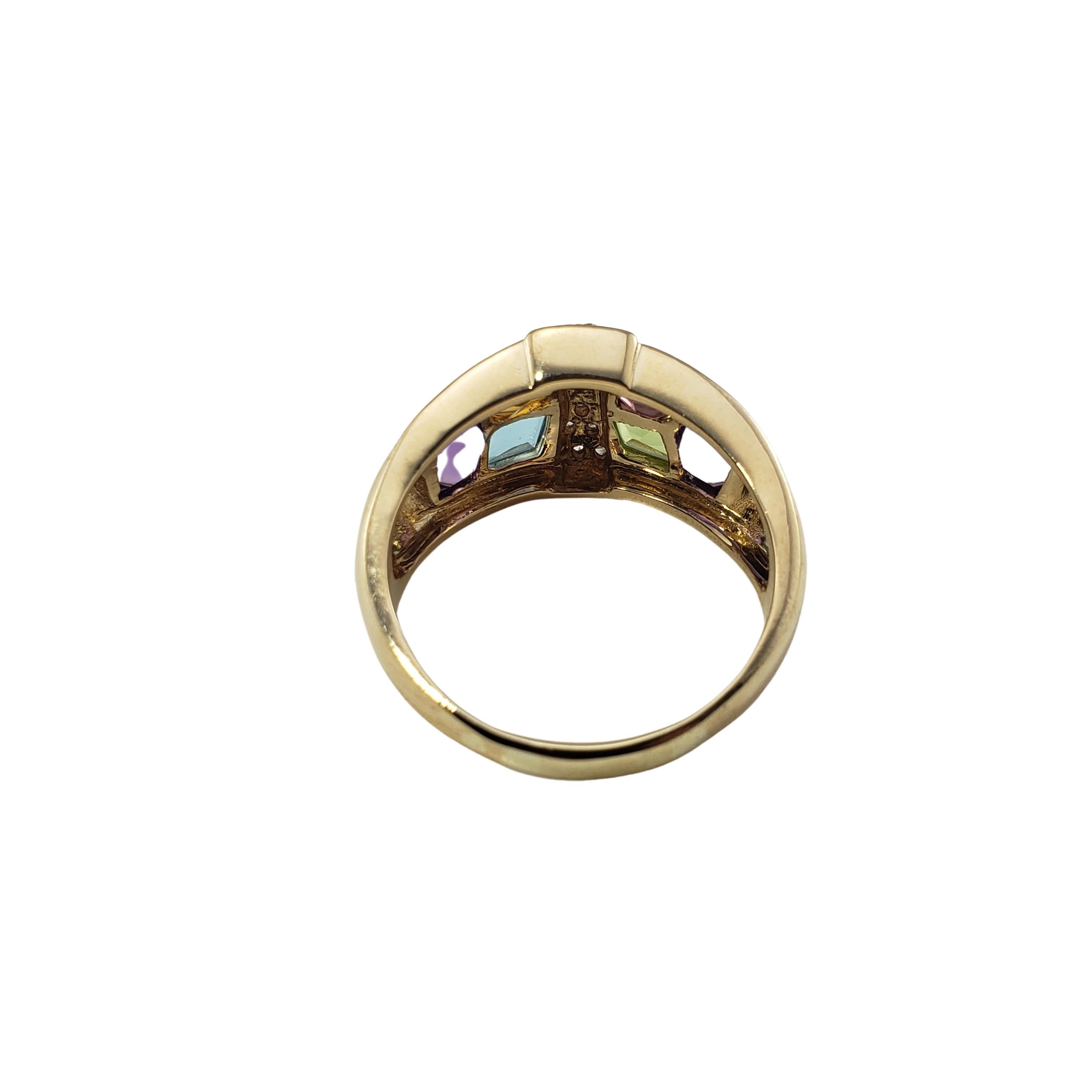 Women's Vintage 14 Karat Yellow Gold Gemstone and Diamond Ring