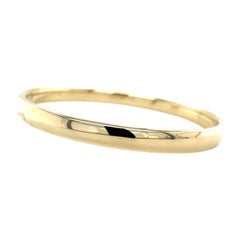 Vintage 14 Karat Yellow Gold Half-Round Bangle, Stackable Gold Bracelet