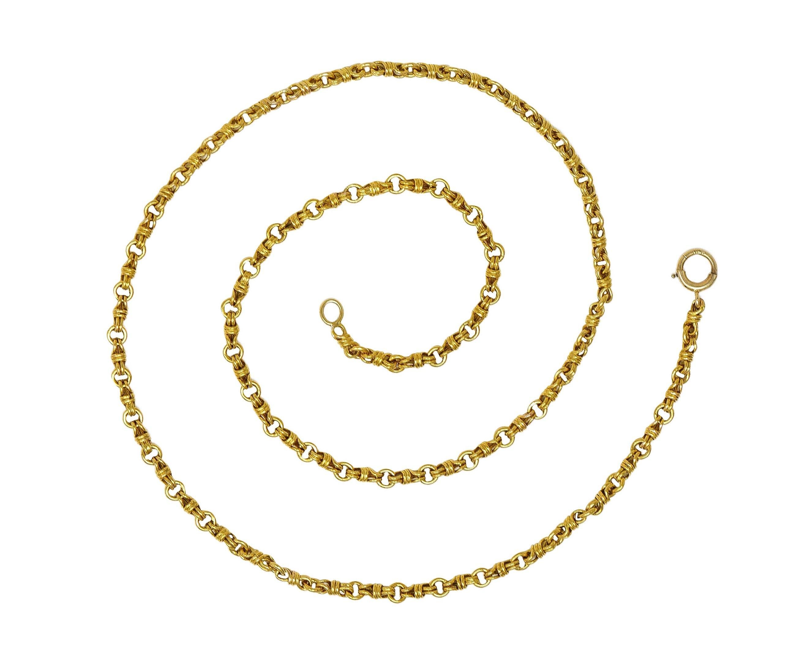 Chaîne collier vintage à maillons Infinity en or jaune 14 carats Excellent état - En vente à Philadelphia, PA
