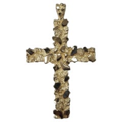 Vintage 14 Karat Yellow Gold Large "Nugget" Cross