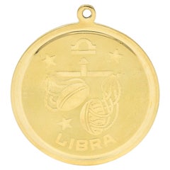 Vintage 14 Karat Gelbgold Libra Zodiac Medaillon Anhänger Charme