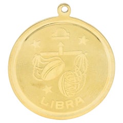 Vintage 14 Karat Yellow Gold Libra Zodiac Medallion Pendant Charm