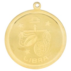 Vintage 14 Karat Gelbgold Libra Zodiac Medaillon Anhänger Charme