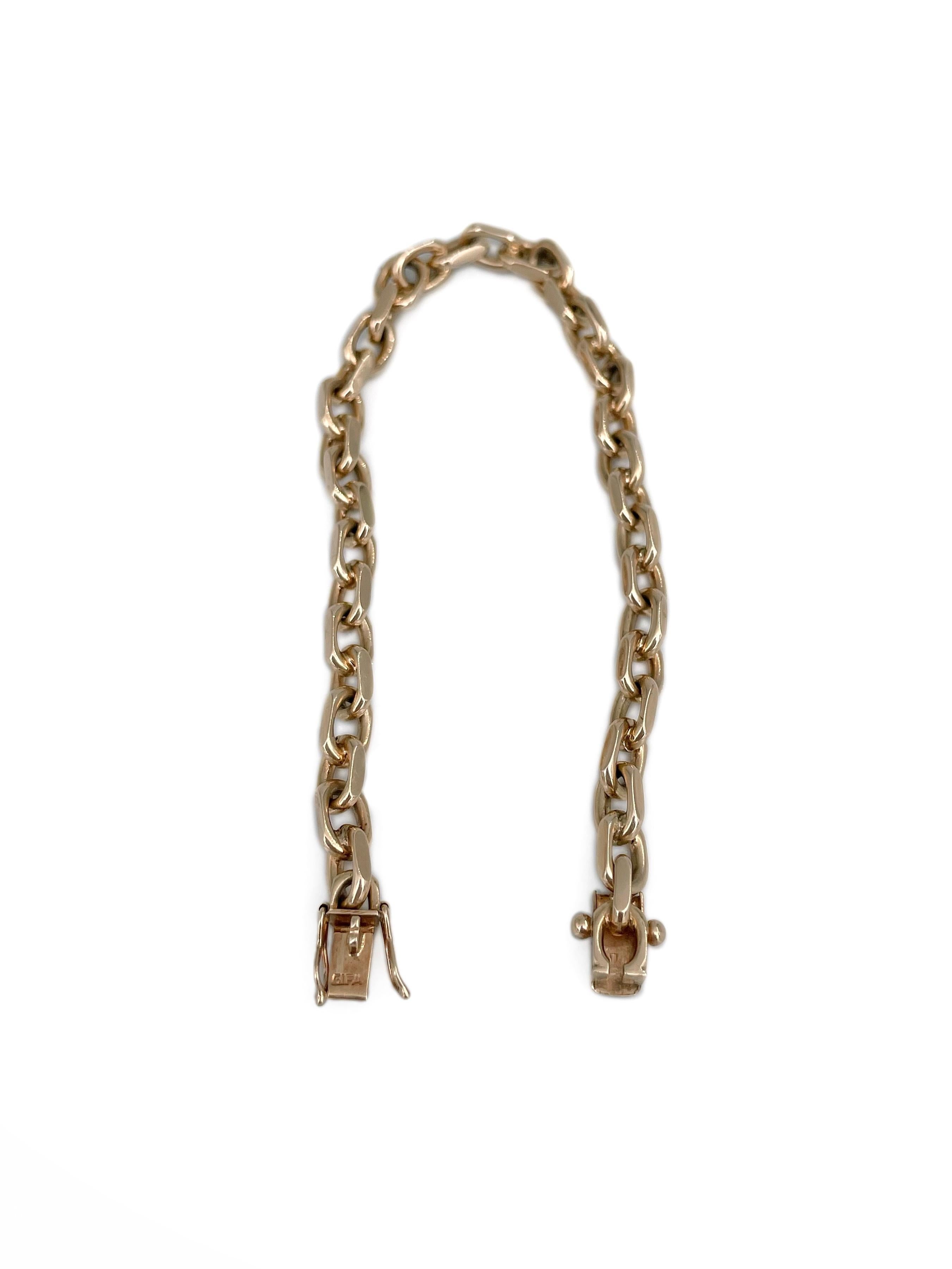 Modern Vintage 14 Karat Yellow Gold Link Chain Bracelet