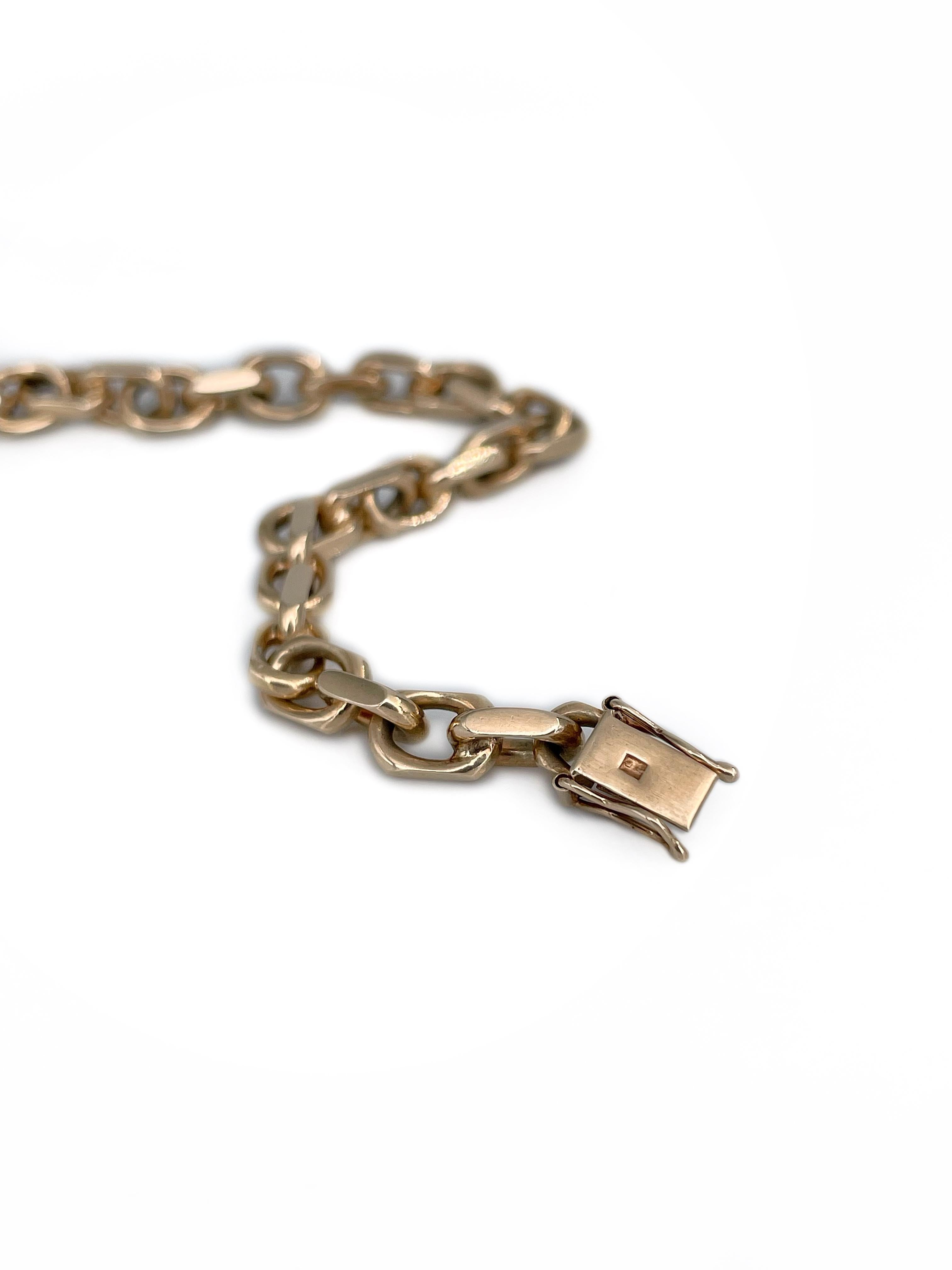 Women's or Men's Vintage 14 Karat Yellow Gold Link Chain Bracelet