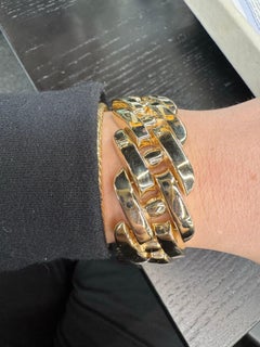 Vintage 14 Karat Yellow Gold Link Wide Bracelet 42.7 Grams Made in Italy
