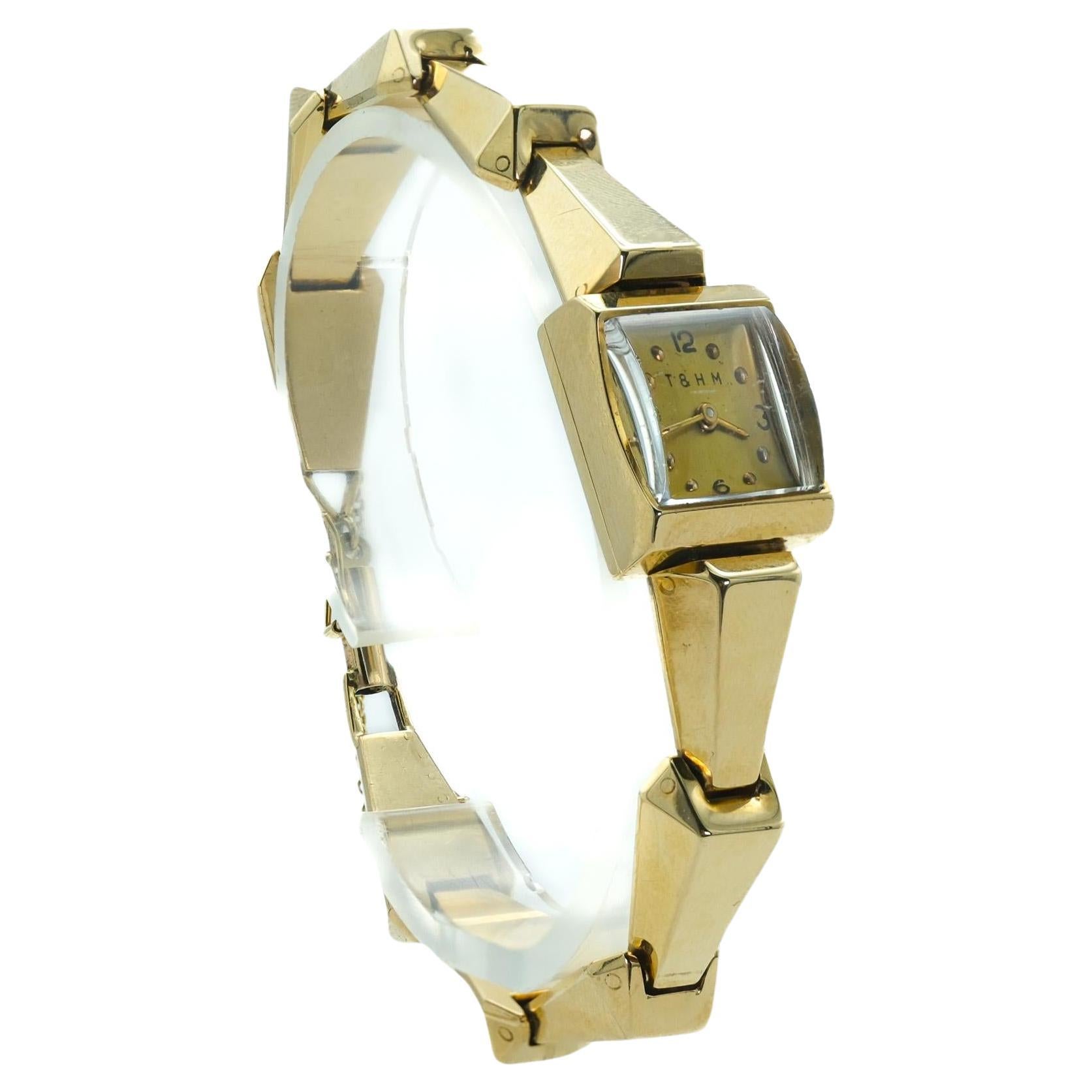 Vintage 14 Karat Gelbgold Damenuhr mit Handaufzug und Blancpain-Uhrwerk im Angebot