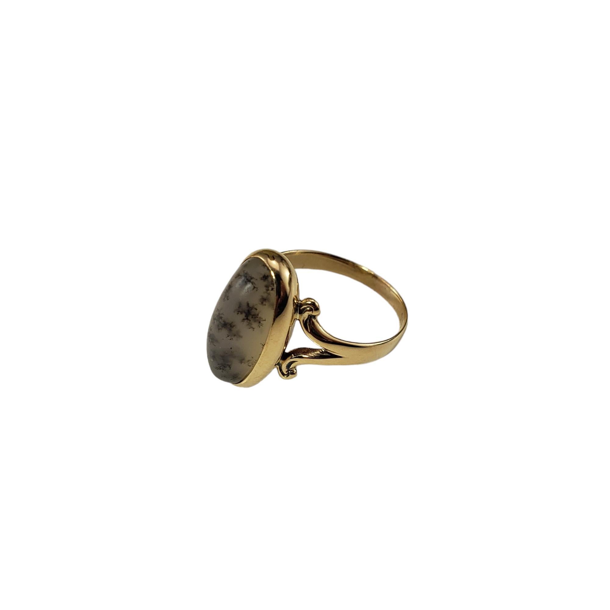 Vintage 14 Karat Gelbgold Moss-Achat-Ring Größe 4 #18097 (Ovalschliff) im Angebot
