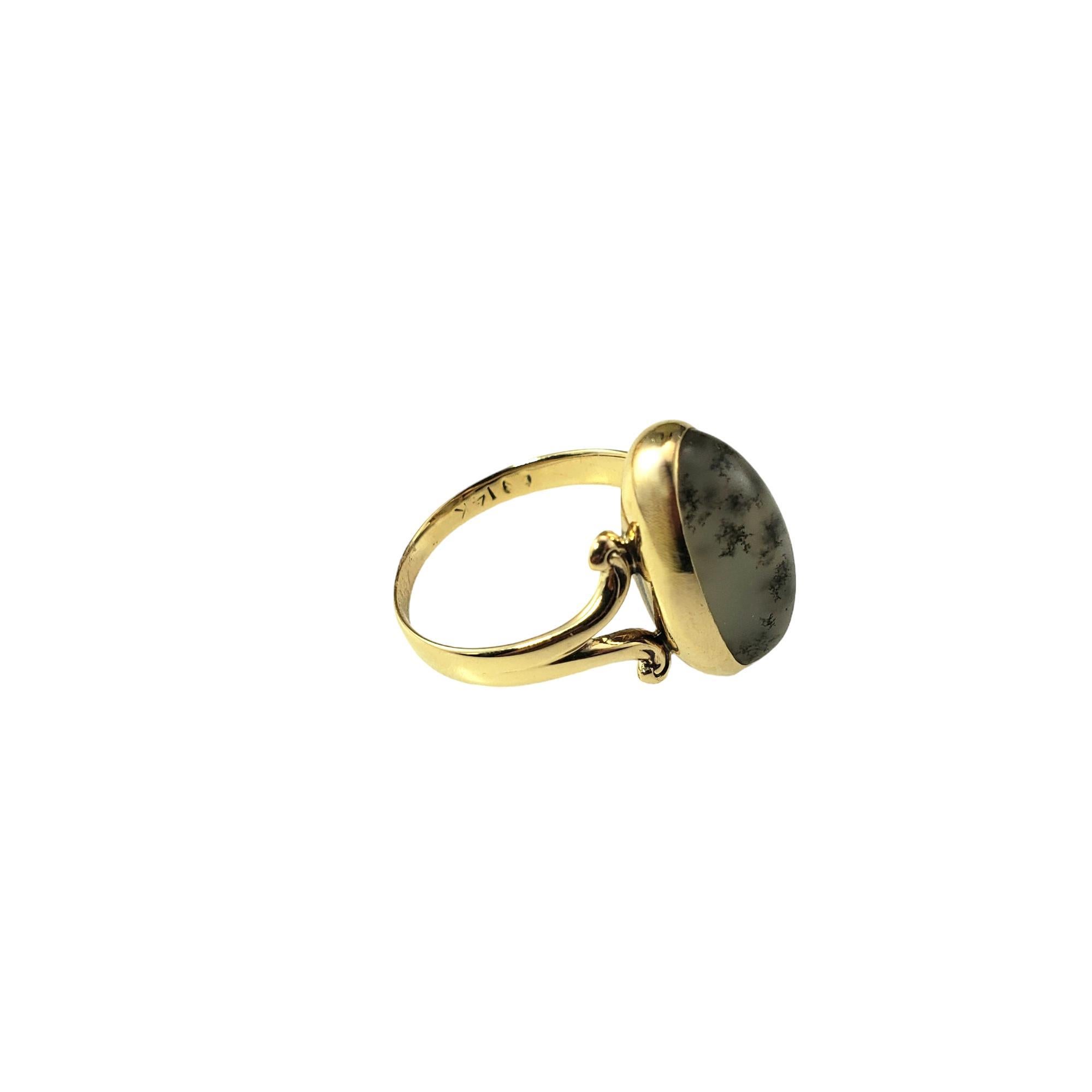 Vintage 14 Karat Gelbgold Moss-Achat-Ring Größe 4 #18097 im Zustand „Gut“ im Angebot in Washington Depot, CT