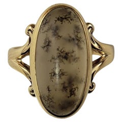 Vintage 14 Karat Gelbgold Moss-Achat-Ring Größe 4 #18097