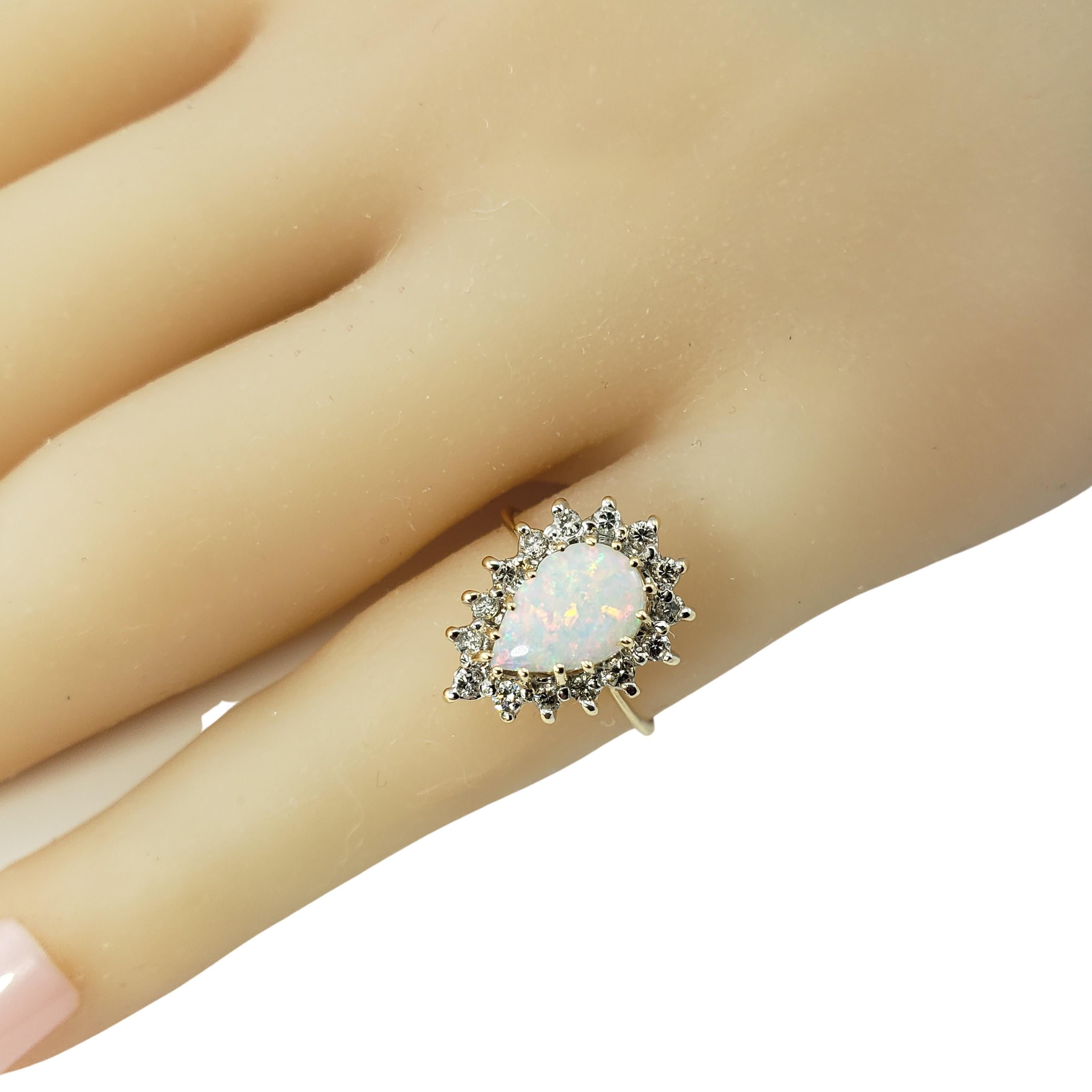 Women's 14 Karat Yellow Gold Opal and Diamond Ring Size 4