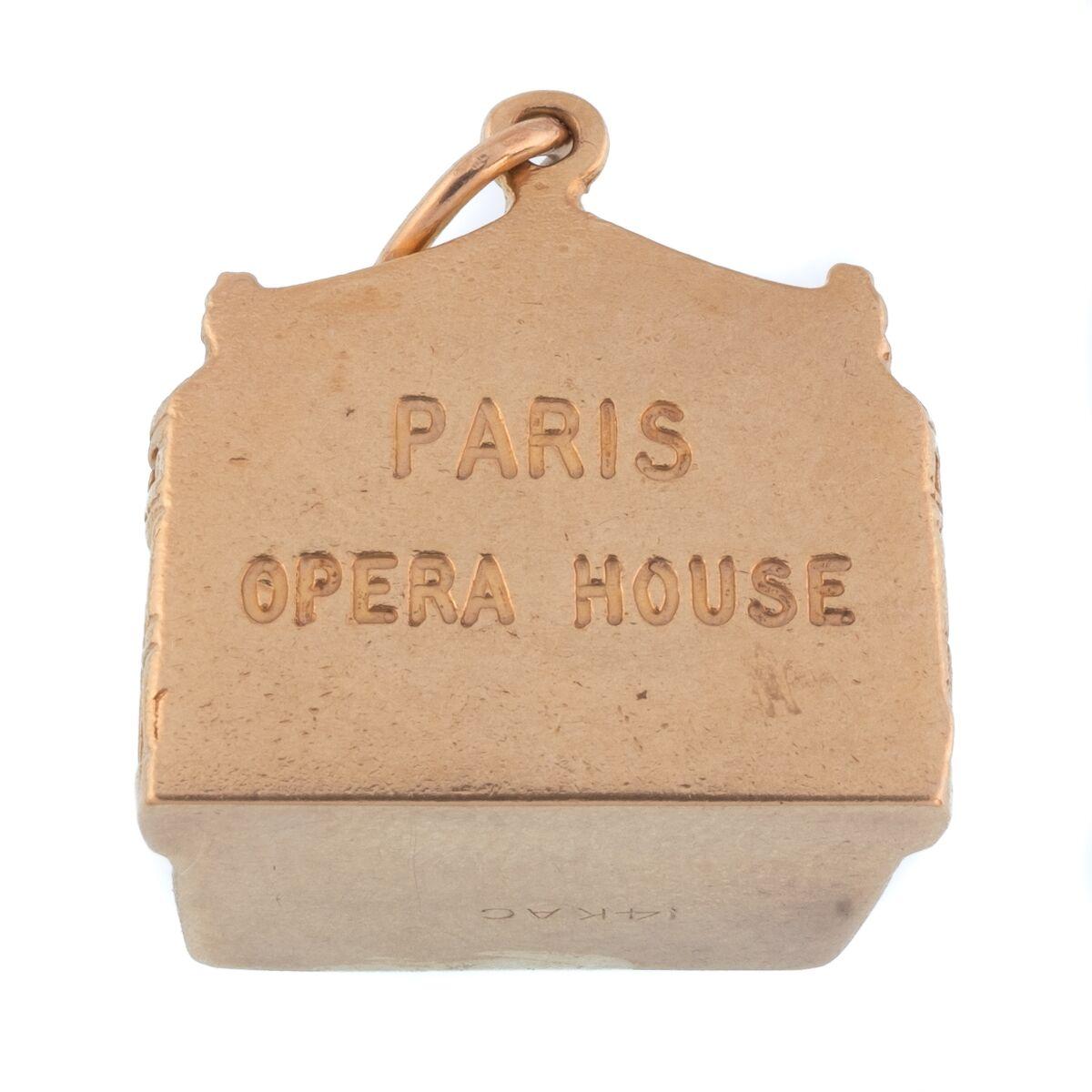 Women's or Men's Vintage 14 Karat Yellow Gold Paris Opera House Charm