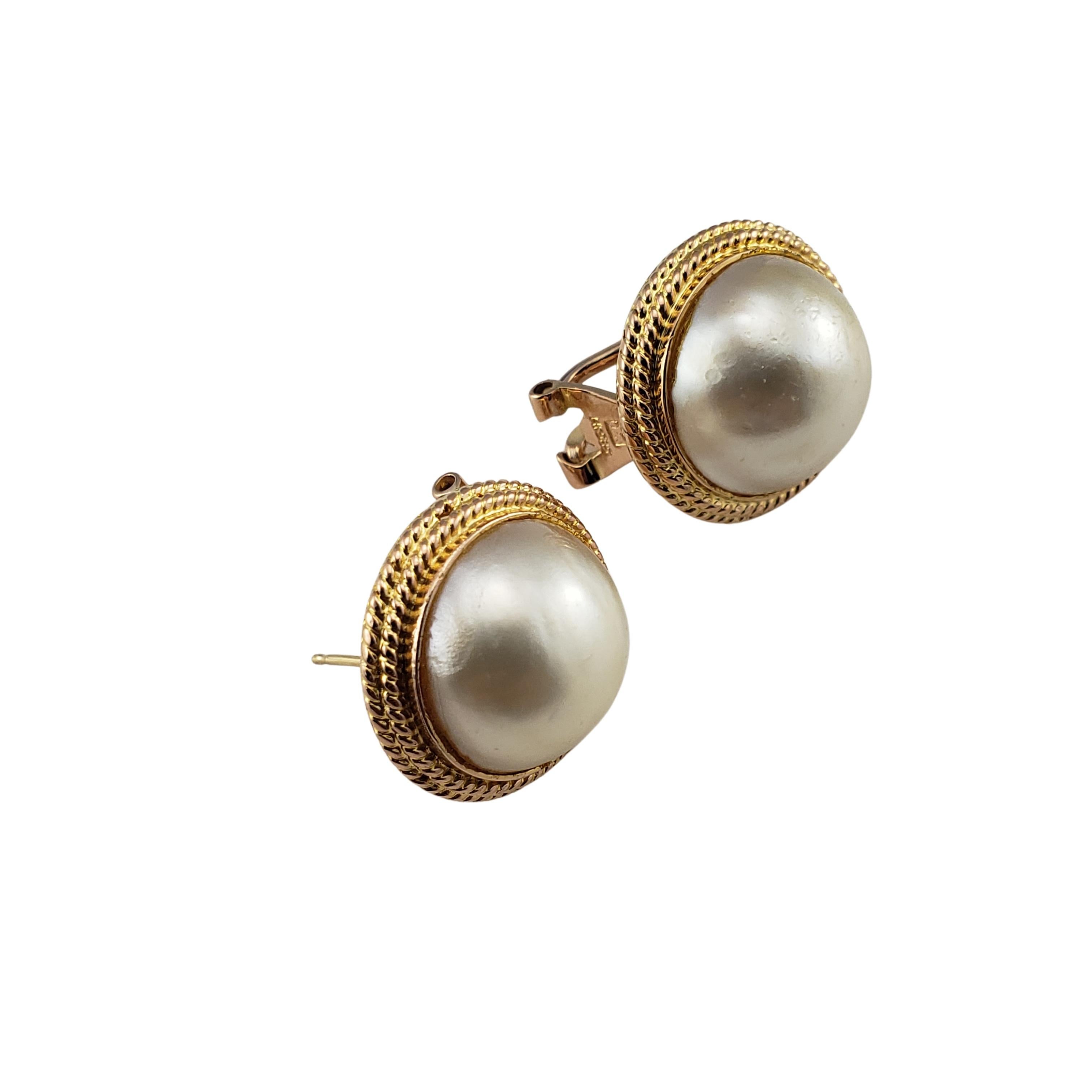 14 Karat Gelbgold Perlenohrringe (Rundschliff)