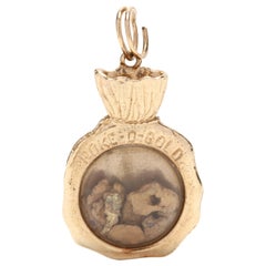 Vintage 14 carats or jaune Poke-O-Gold argent sac breloque ou pendentif