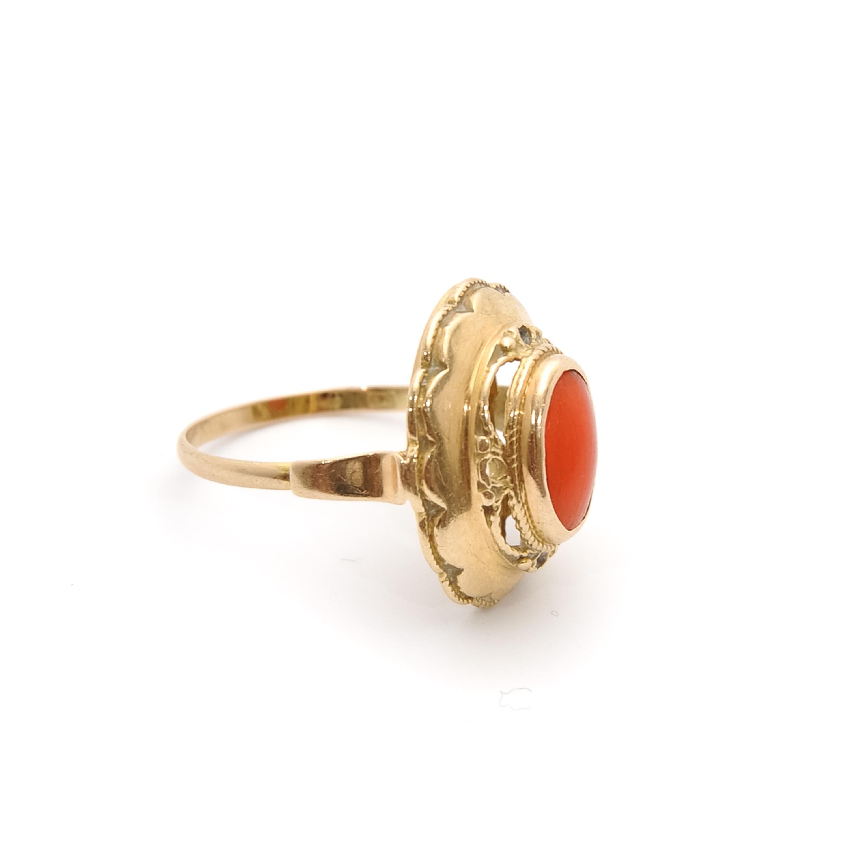 yellow gold coral ring