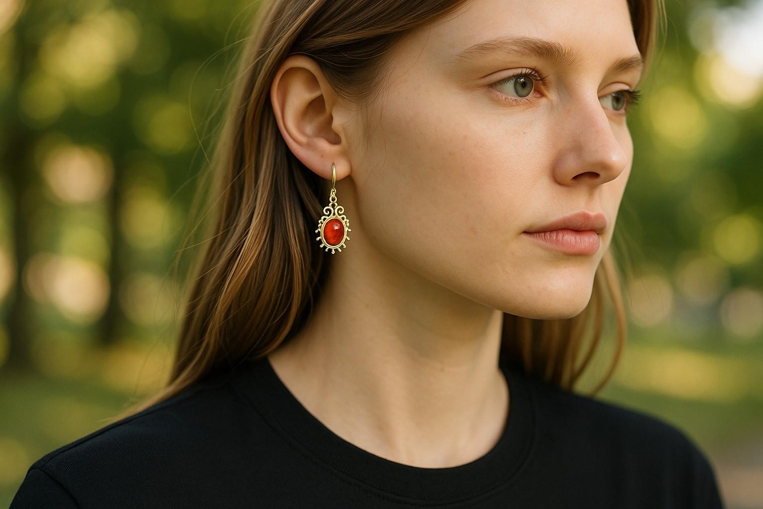 Verleihen Sie Ihrer Schmucksammlung einen Hauch von Vintage-Eleganz mit diesen exquisiten Korallentropfen-Ohrringen aus 14 Karat Gelbgold. Mit ihren atemberaubenden natürlichen Korallensteinen sind diese Ohrringe eine perfekte Mischung aus