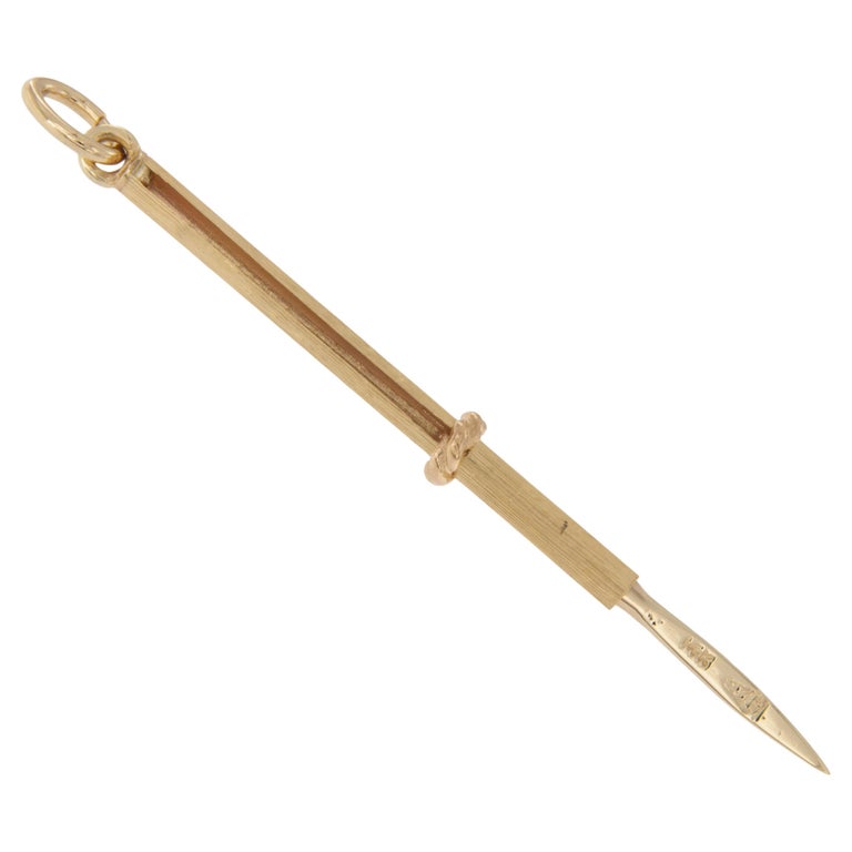 Vintage 14 Karat Yellow Gold Retractable Toothpick charm For Sale at  1stDibs | gold tooth pick with batteries, toothpick makes all the  difference, yellow toothpick