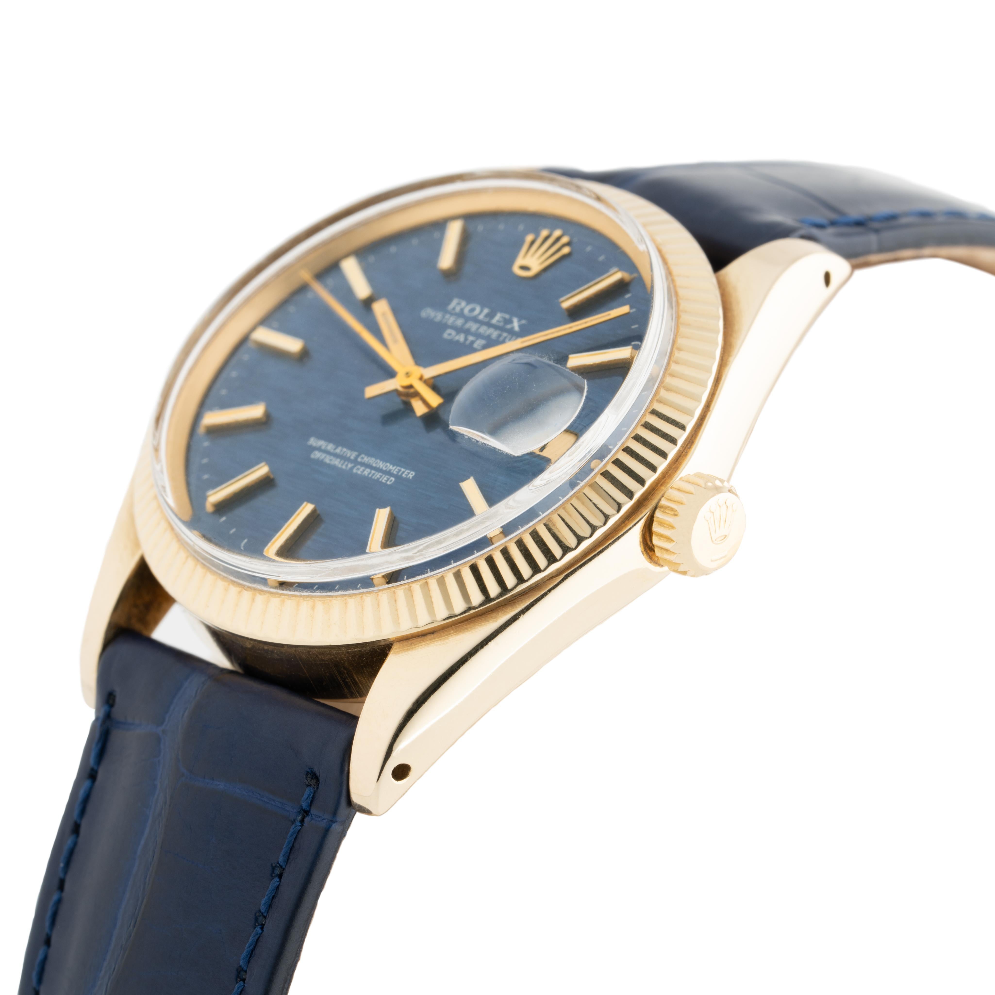 Vintage 1974 14 Karat Yellow Gold Rolex Date Model 1503

Rare blue dial.


Stephanie Windsor guarantees the proper functioning of this watch mechanism for ONE year from the purchase date. Our watches are guaranteed to be of the period, material and