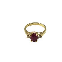 Vintage 14 Karat Yellow Gold Ruby and Diamond Ring