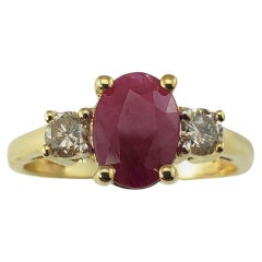 Vintage 14 Karat Yellow Gold Ruby and Diamond Ring