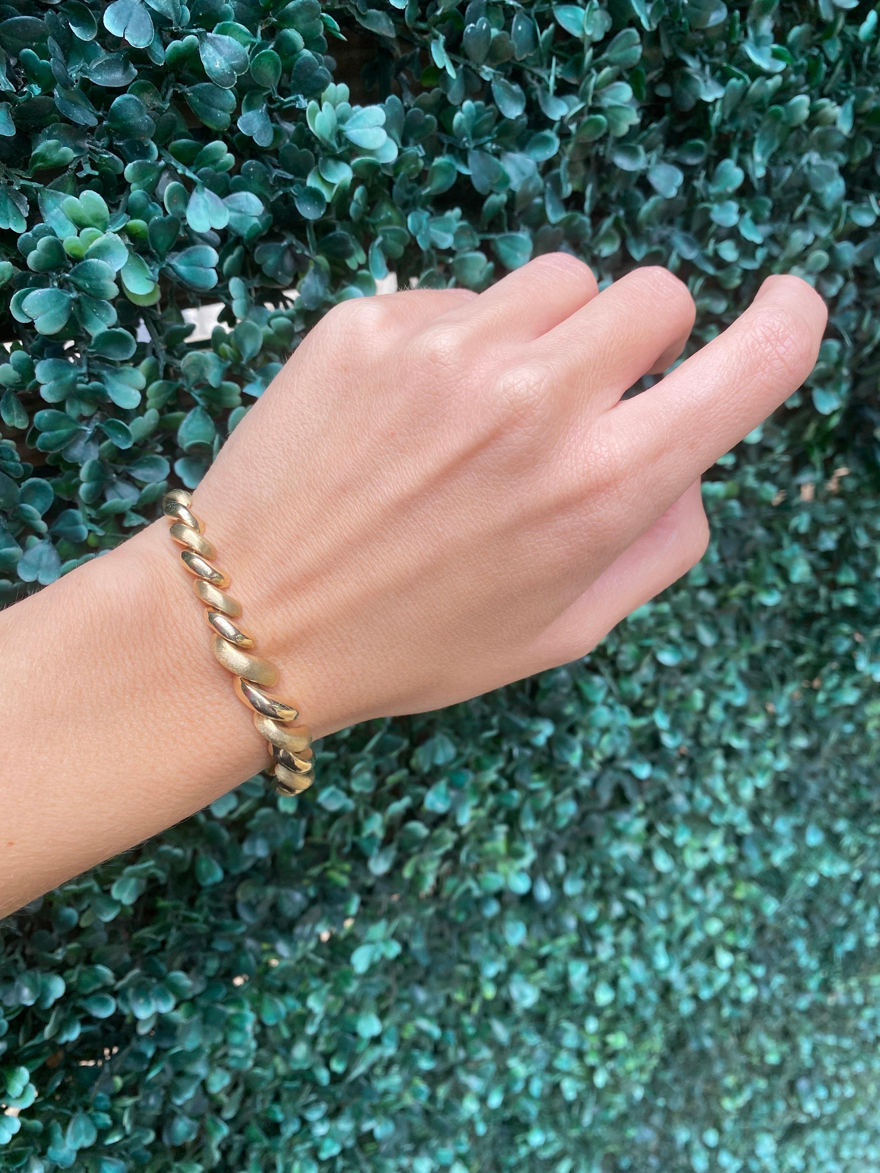 Bracelet vintage de style San Marco en or jaune 14 carats Excellent état - En vente à Houston, TX