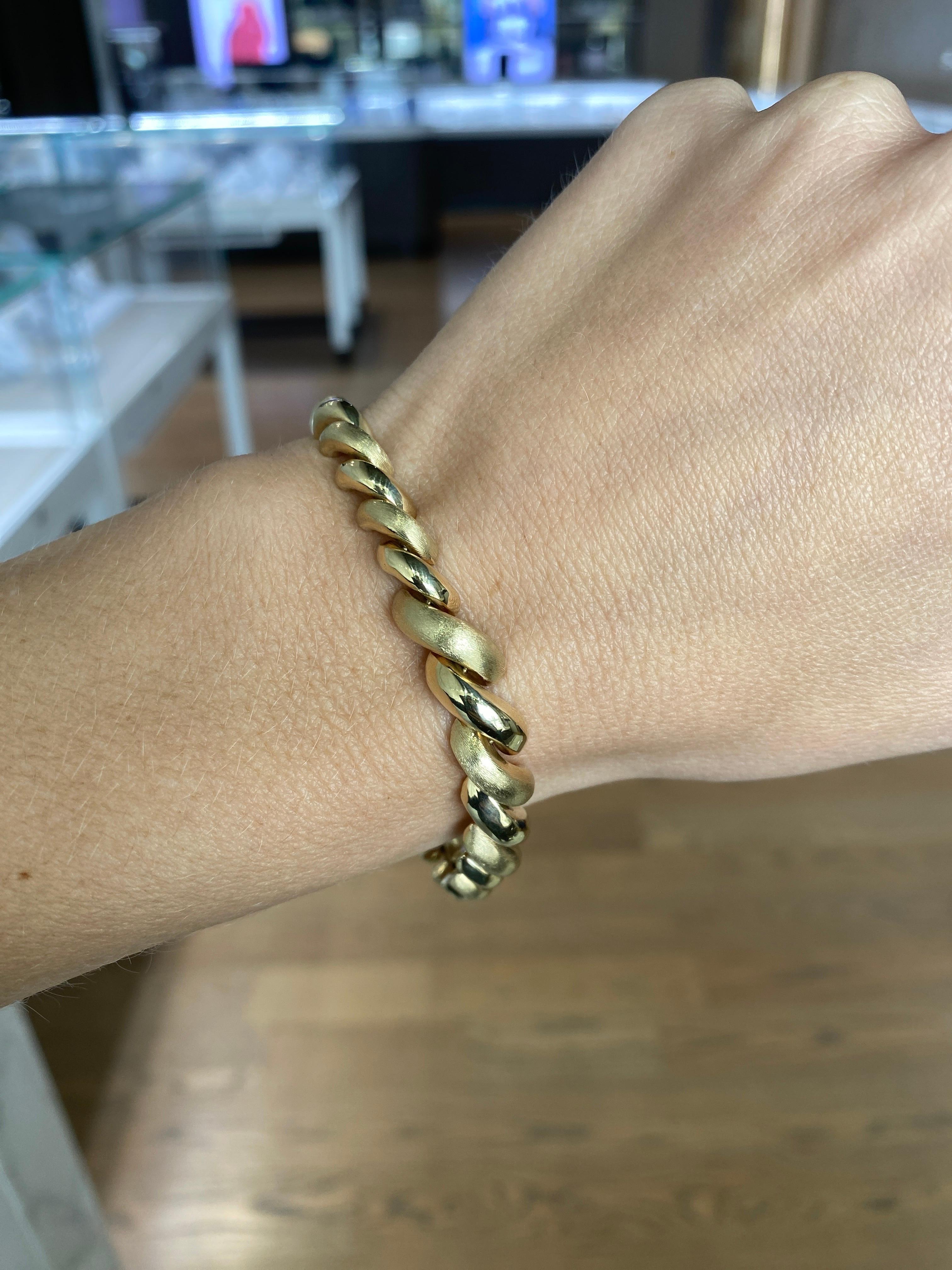 Bracelet vintage de style San Marco en or jaune 14 carats Unisexe en vente