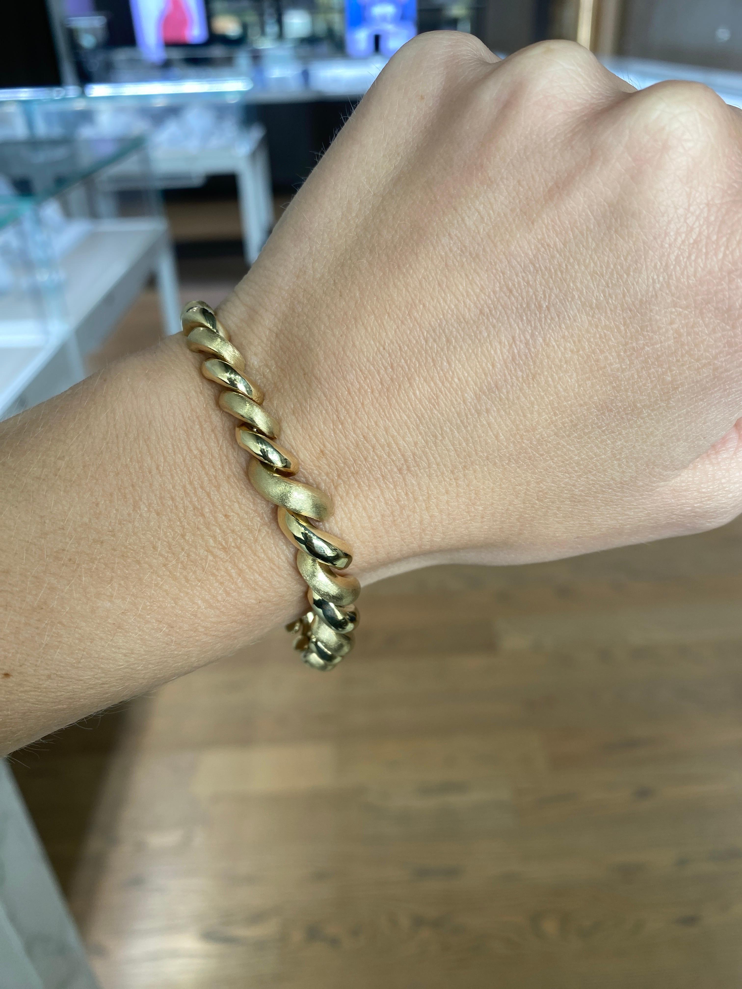 Bracelet vintage de style San Marco en or jaune 14 carats en vente 2
